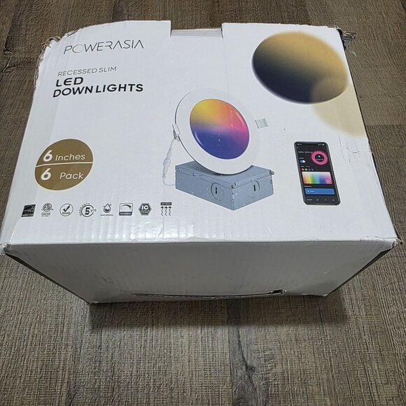 PowerAsia 6" Recessed Slim LED Downlight Kit – 6 Pack – Dimmable – White - Picture 2 of 7